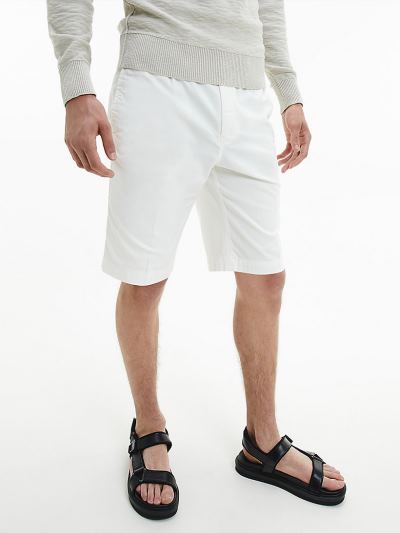 Calvin Klein Ruhák HU747455 | Calvin Klein Cotton Linen Férfi Rövidnadrág Világos Fehér